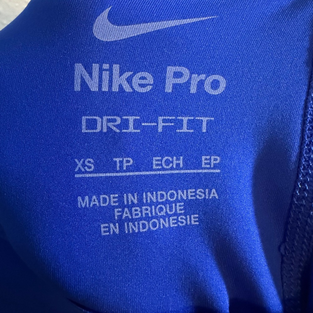 Nike Pro Dri-FIT Womens Royal Blue Mesh Panel Athletic Leggings XS Tights - Picture 4 of 7